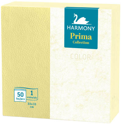 Ubrousky papírové barevné Harmony Color - 33 cm x 33 cm / žlutá / 50 ks