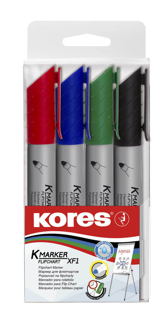 Popisovač Kores K-Marker Flipchart - sada 4 ks / kulatý hrot