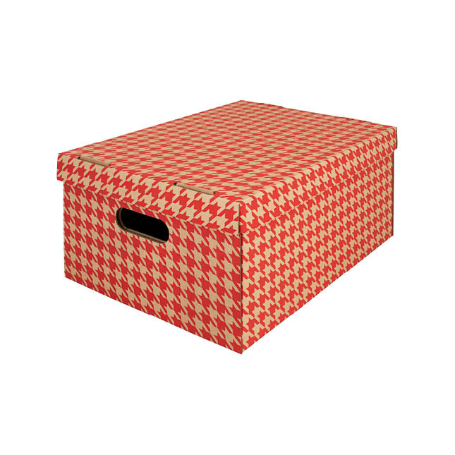 Krabice úložná s víkem - červená / A3 / 44 x 32 x 20 cm
