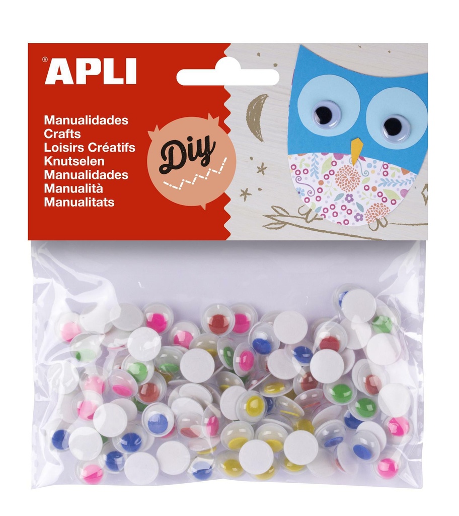 Samolepicí očička APLI kulaté / mix barev / 100 ks