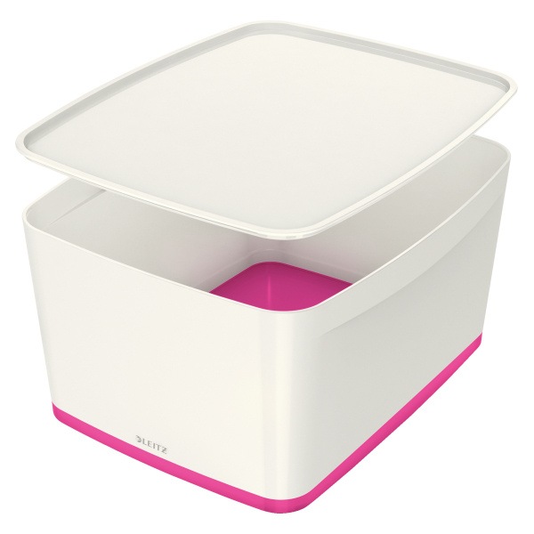 Organizační box MyBox - s víkem L / bílo - růžová