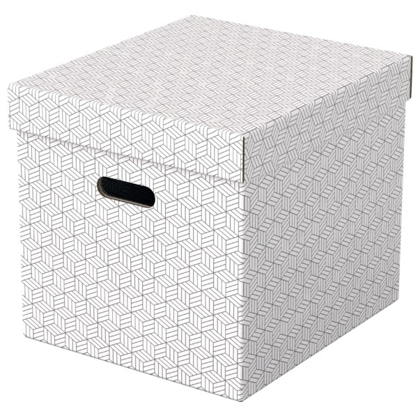 Krabice úložná Esselte - kostka / bílá / 365 x 320 x 315 mm / s otvory / 3 ks