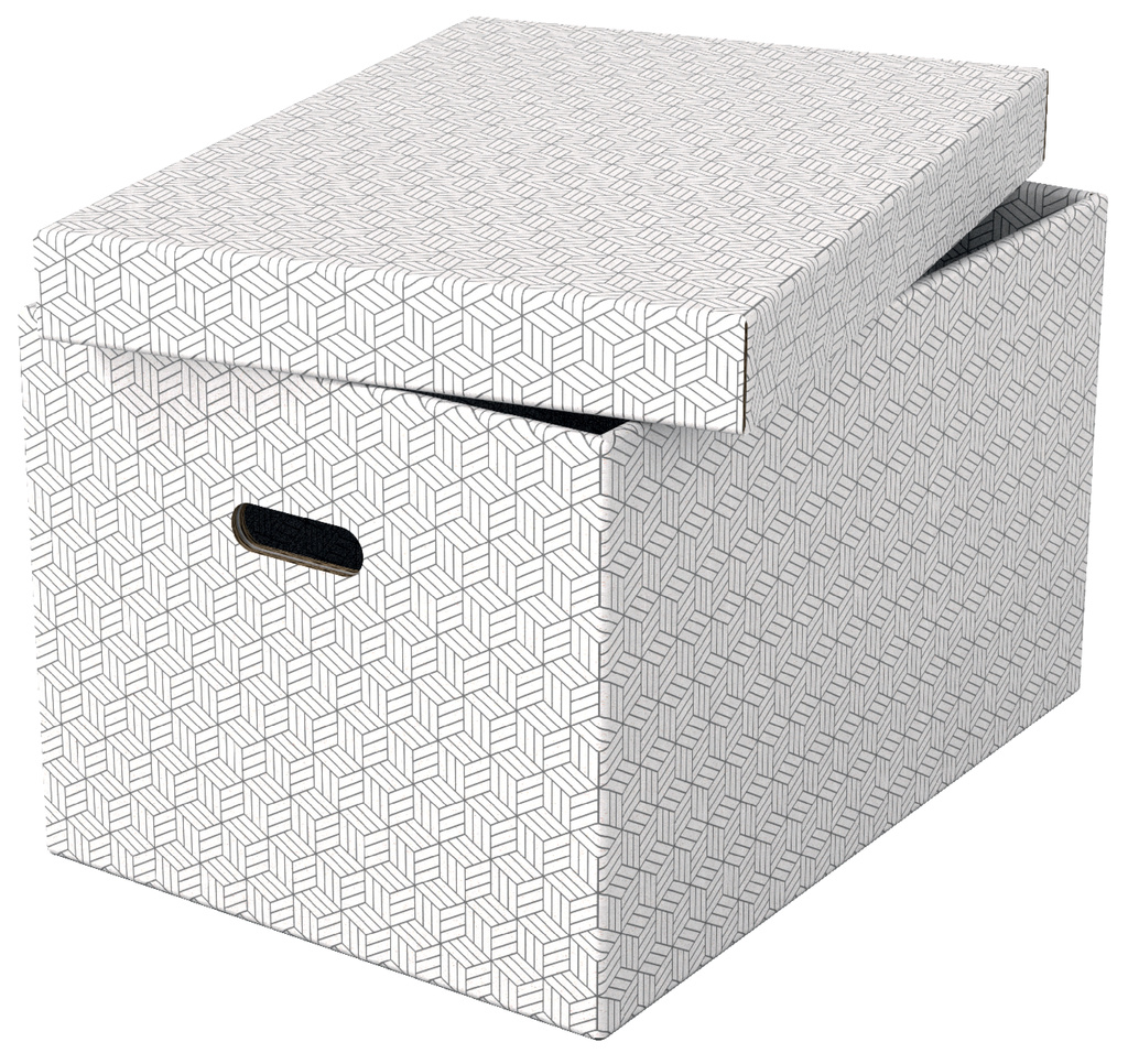 Krabice úložná Esselte - L / bílá / 510 x 355 x 305 mm / s otvory / 3 ks