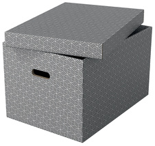 Krabice úložná s víkem šedá L/3 ks
