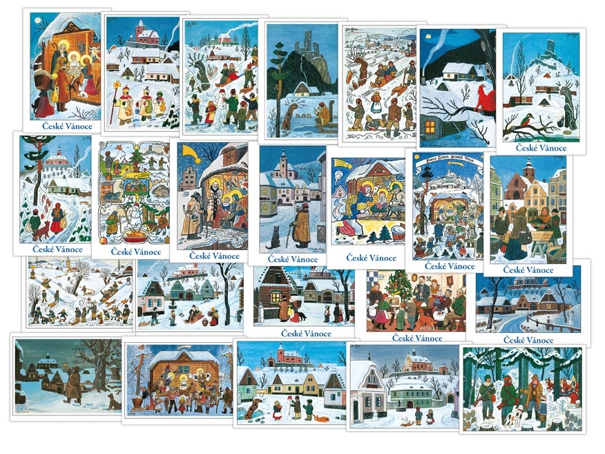 Vánoční pohlednice Josef Lada - mix motivů
