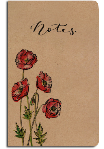 Notes linkovaný - A5 - kraft - vlčí máky