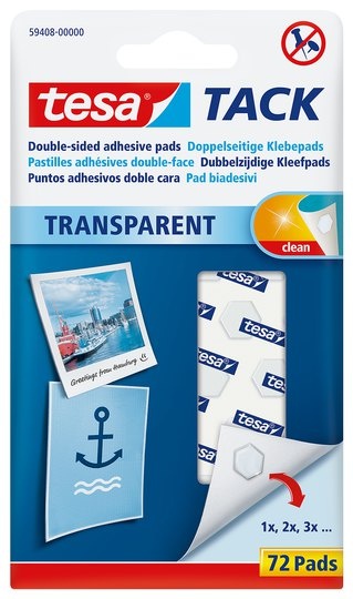 Tesa TACK oboustranně lepicí polštářky / transparentní -/72 ks