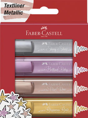 Faber-Castell Textliner 46 Metallic / zvýrazňovač / sada 4 ks