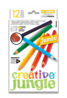 Pastelky trojhranné Creative Jungle  - 12 barev / JUMBO