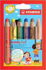 STABILO® Woody 3v1 multifunkční pastelky / 6 barev