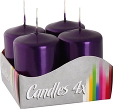 Adventní svíčky 6cm - fialová metalic / 4ks