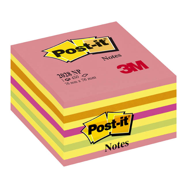 Samolepicí bločky Post-it kostky - růžová, žlutá, oranžová, zelená / 450 lístků