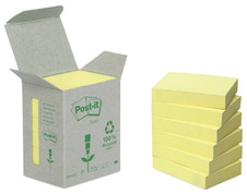 Samolepící bločky Post-it recyklované - 76 x 76 mm / žlutá / 6 x 100 lístků