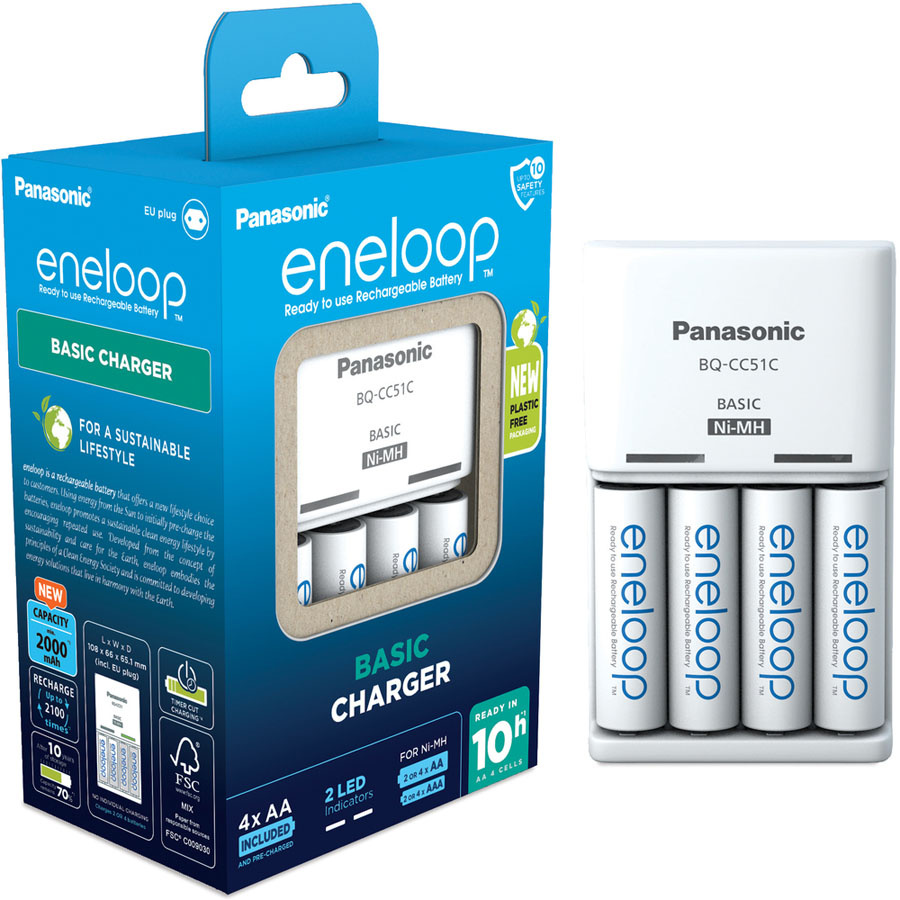 Nabíječka baterií Eneloop 4xAAA Panasonic - bílá