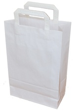 Papírová taška KRAFT s plochým uchem / bílá / 22x10x36cm