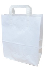 Papírová taška KRAFT s plochým uchem / bílá / 26x14x32cm
