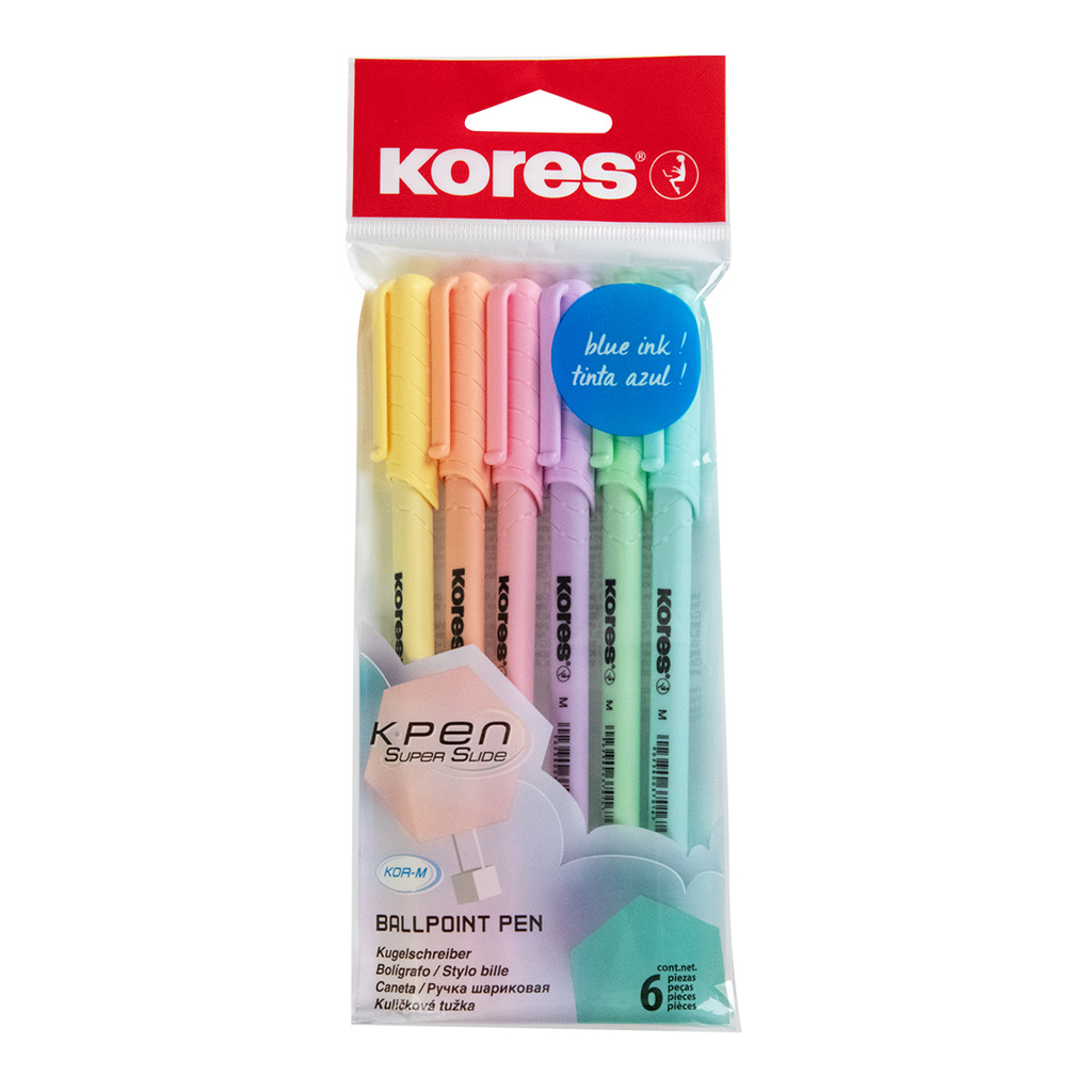 Kuličkové pero Kores K0 - pastelový mix / sada 6 ks