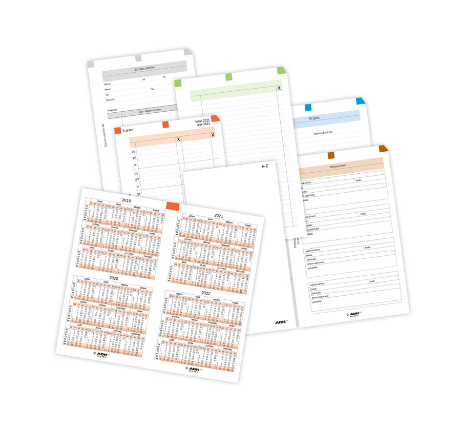 Náhradní vložky do diářů ADK - A6 / sada týdenní