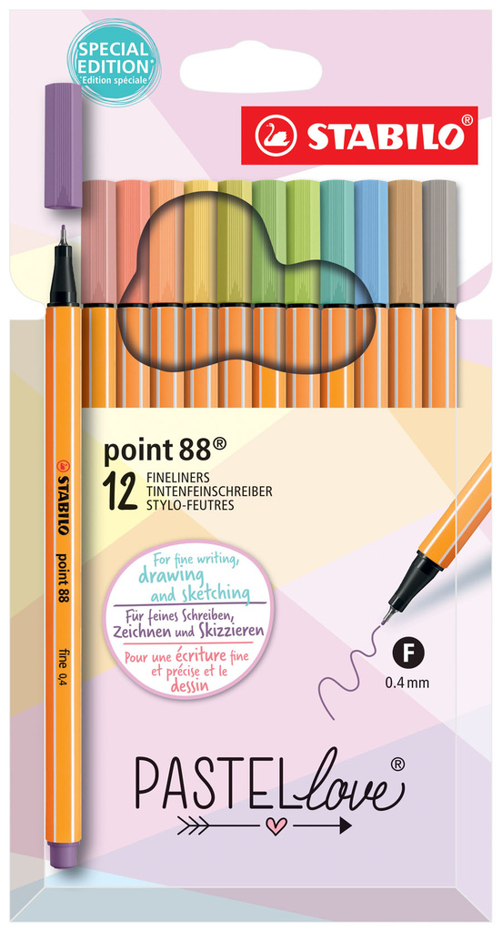 Liner STABILO point 88 PASTELlove - sada 12 ks