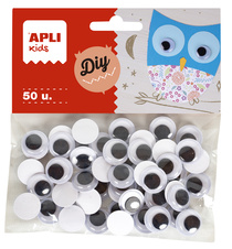 Samolepicí očička APLI černá kulatá / 50 ks
