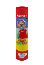 Pastelky Kores Kolores trojhranné / v tubě / 12 barev + ořezávátko / JUMBO