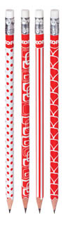 Trojhranná tužka Kores - červeno-bílá / HB