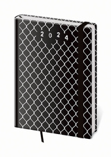 Diář VARIO - denní A5 / Wire s gumičkou černo-bílý