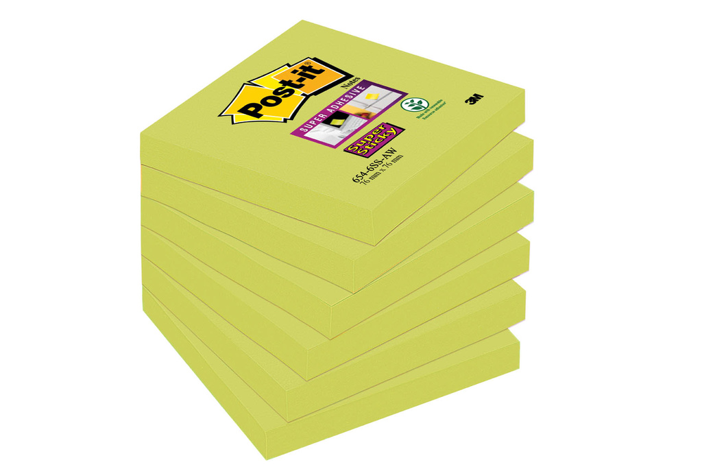 Samolepicí bločky Post-it silně lepící - 76 mm x 76 mm / 90 lístků / neon zelená