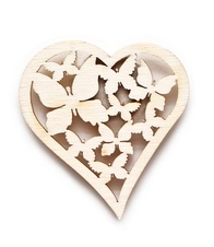 Velikonoční dřevěný výřez - motýlkové srdce 6,5 x 7 cm