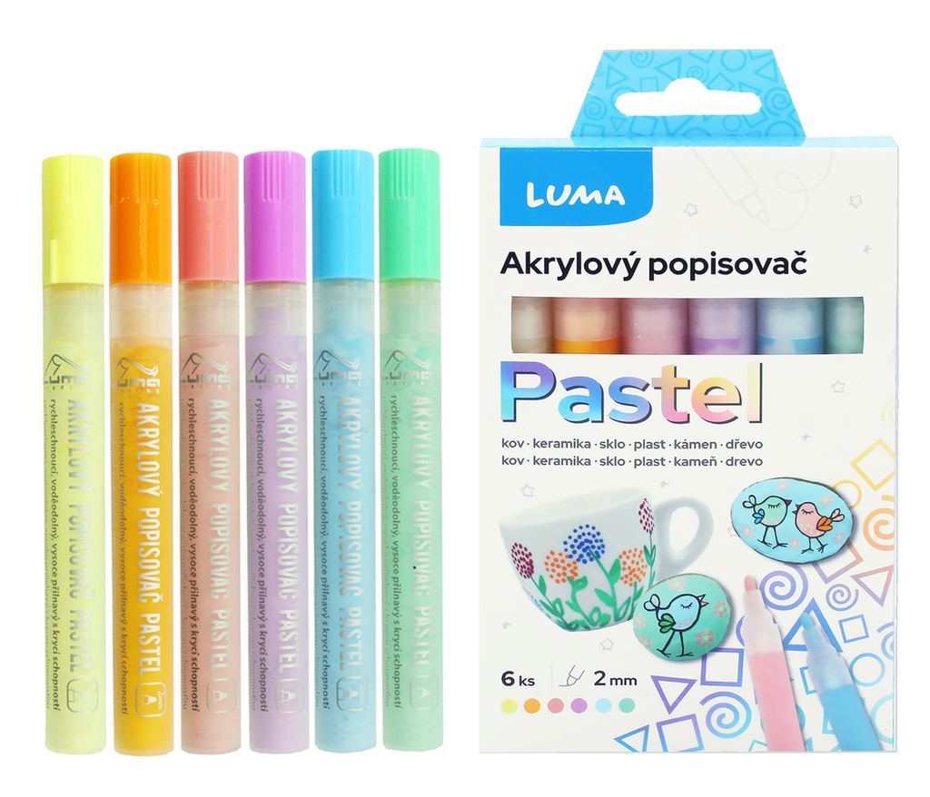 Akrylové popisovače LUMA - 6 barev / pastelové