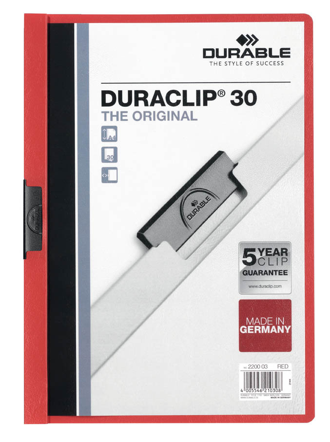 Desky A4 Duraclip - kapacita 30 listů / červená