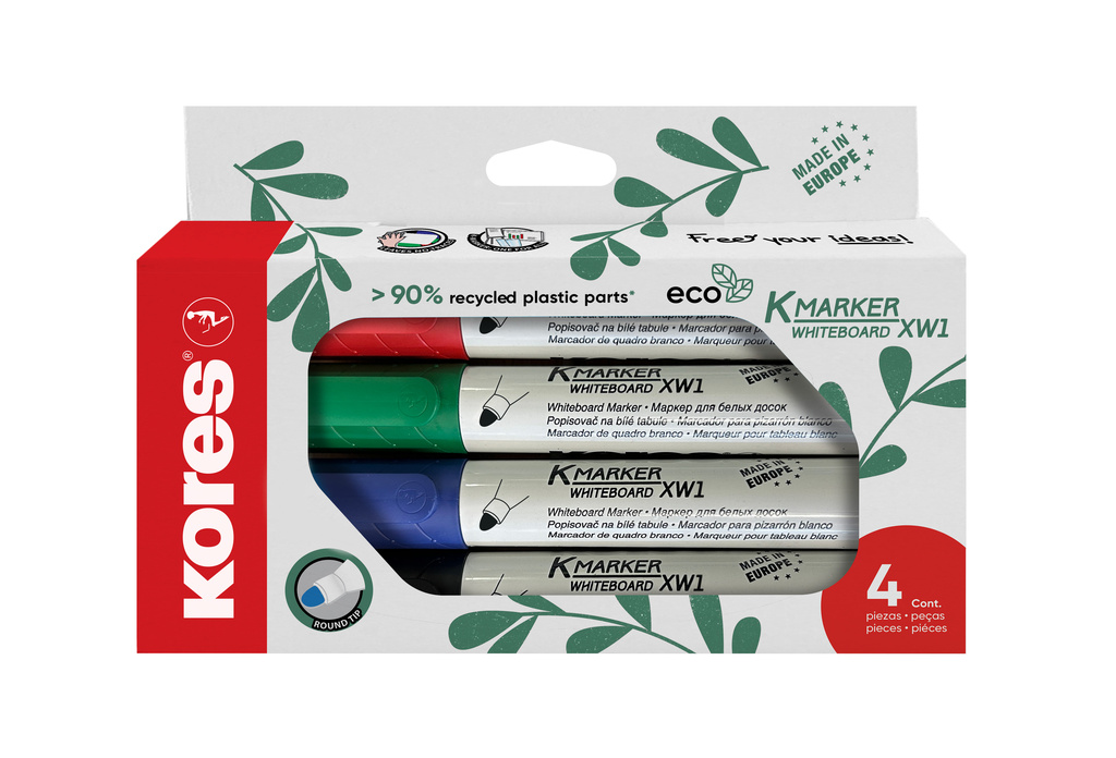 Popisovače Kores K-marker Whiteboard ECO - sada 4 ks