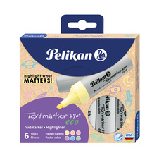 Zvýrazňovač Pelikan EKO 490 - sada 6 ks / pastelové barvy