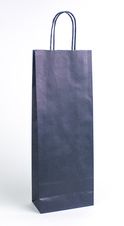 Taška papírová na láhev s krouceným uchem  modrá / 14 x 8 x 39 cm