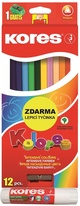 Kores Kolores pastelky trojhranné - 12 barev + ořezávátko a lepidlo