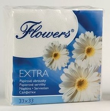 Flowers Extra papírové ubrousky 1-vrstvé 33 x 33 cm 100ks
