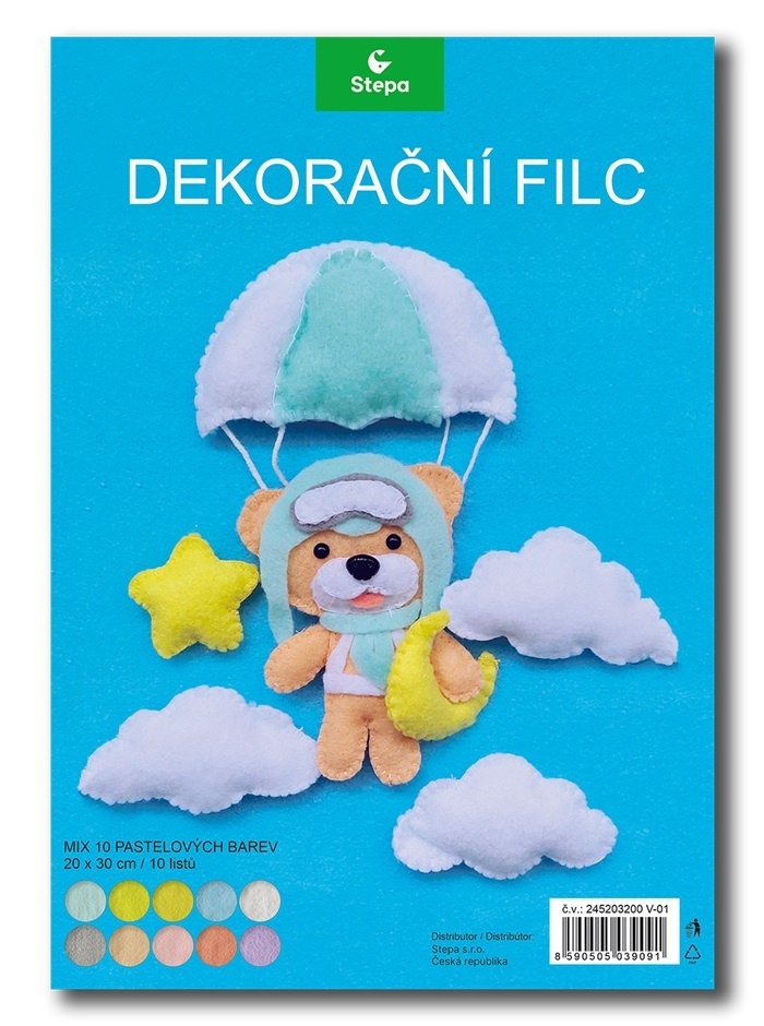 Dekorační filc 20 x 30 cm - pastelový mix