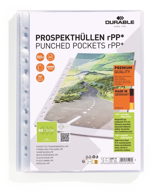 Závěsný obal A4 Durable Premium RECY - 80 my / 100 ks