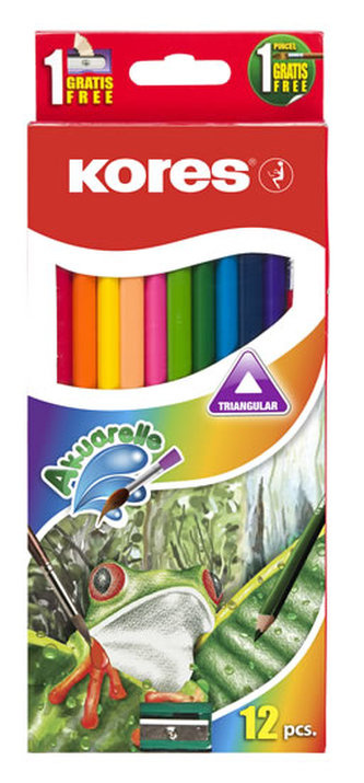 Pastelky trojhranné Kores Aquarel / akvarelové - 12 barev