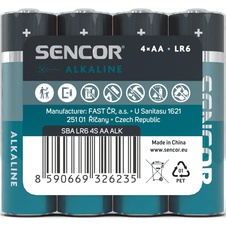 Baterie Sencor alkalická tužková AA LR6 / 4 ks