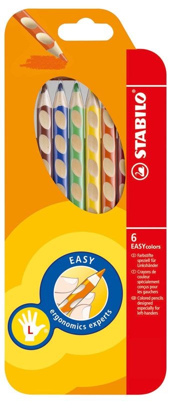 Trojhranné pastelky STABILO® EASYcolors - 6 barev / pro leváky