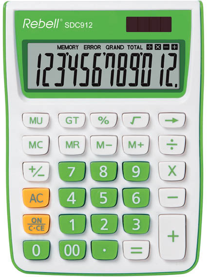 Rebell SDC912 stolní kalkulačka displej 12 míst zelená