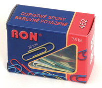 Dopisní spony RON barevné - 28 mm / 75 ks