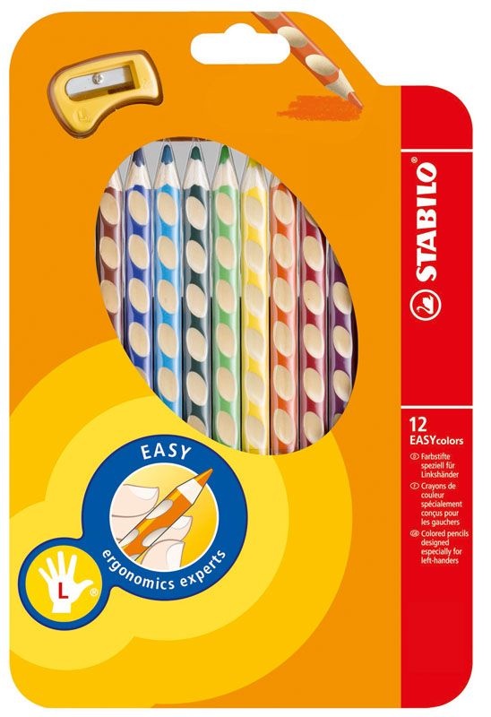 Trojhranné pastelky STABILO EASYcolors - 12 barev / pro leváky