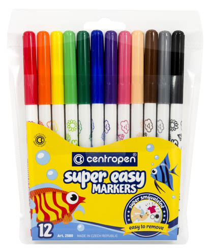 Popisovače Centropen 2580/12 Super easy 12 ks smývatelné