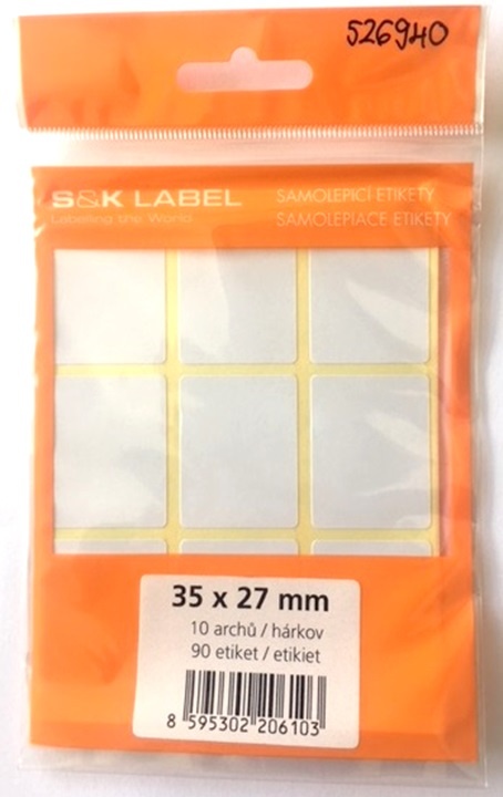 Samolepicí etikety v sáčku - 35 x 27 mm / 90 etiket