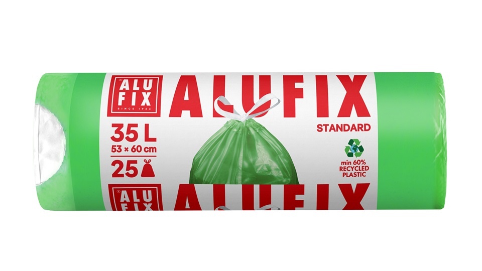Pytle do košů stahovací Alufix - 60 x 50 cm / zelené 35 litrů / 25 ks