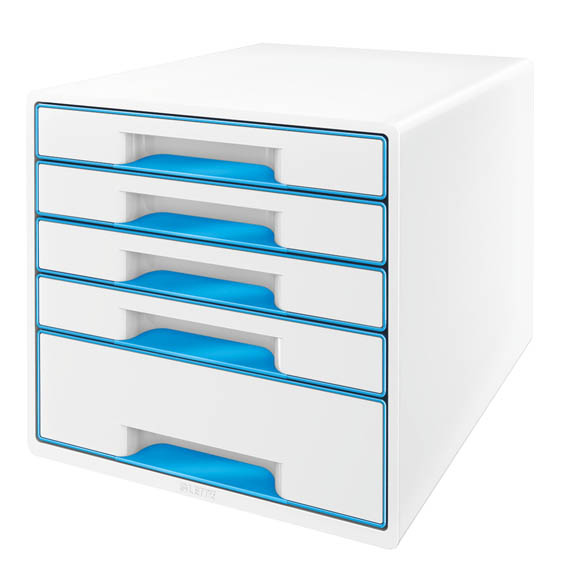 Zásuvkový box Leitz WOW - modrá / 4+1 zásuvky