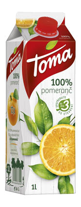 Toma džus pomeranč 100% 1l