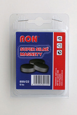 Magnety černé MIKOV super silné - průměr 22 mm / 6 ks